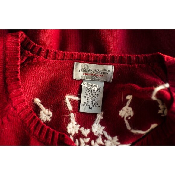 Eddie Bauer Collectibles Snowflake Angora Cardigan Sweater Womens Medium Black - Picture 3 of 6